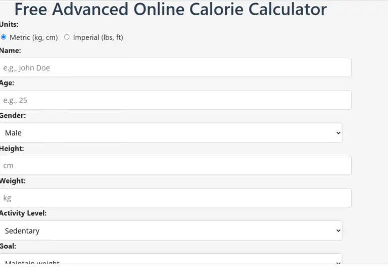 online calorie calculator