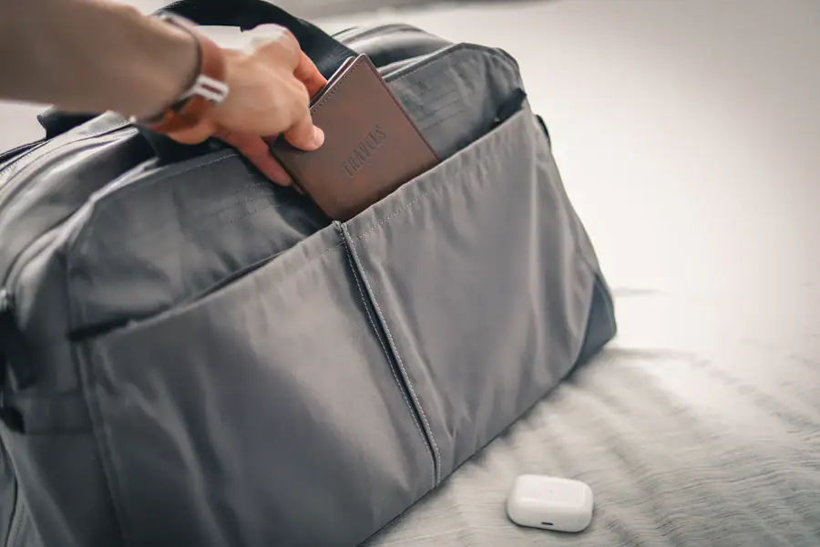 Packed travel bag representing hospital bag preparation for birth